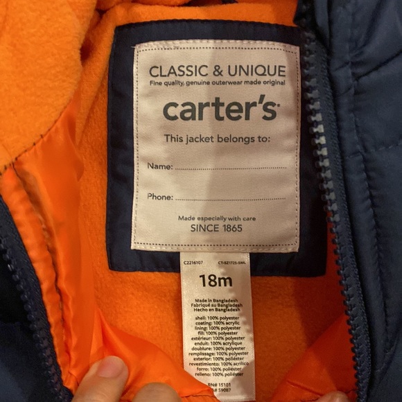 NWT carters puffer jacket size 18m - Picture 2 of 4